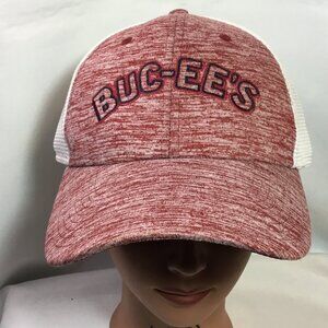 Buc-ees Red Mesh Back Trucker Hat With Embroidered Logo Size L/XL
